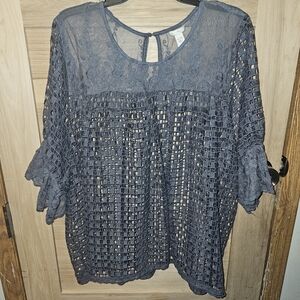 Cato Charcoal Lace Blouse